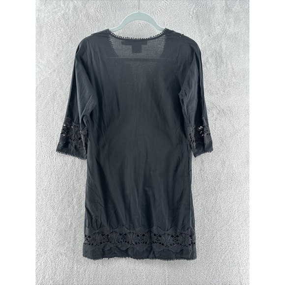 Gretchen Scott Dress Womens XS Black Beach Cover Up Lace Swim 3/4 Sleeve - Picture 6 of 6
